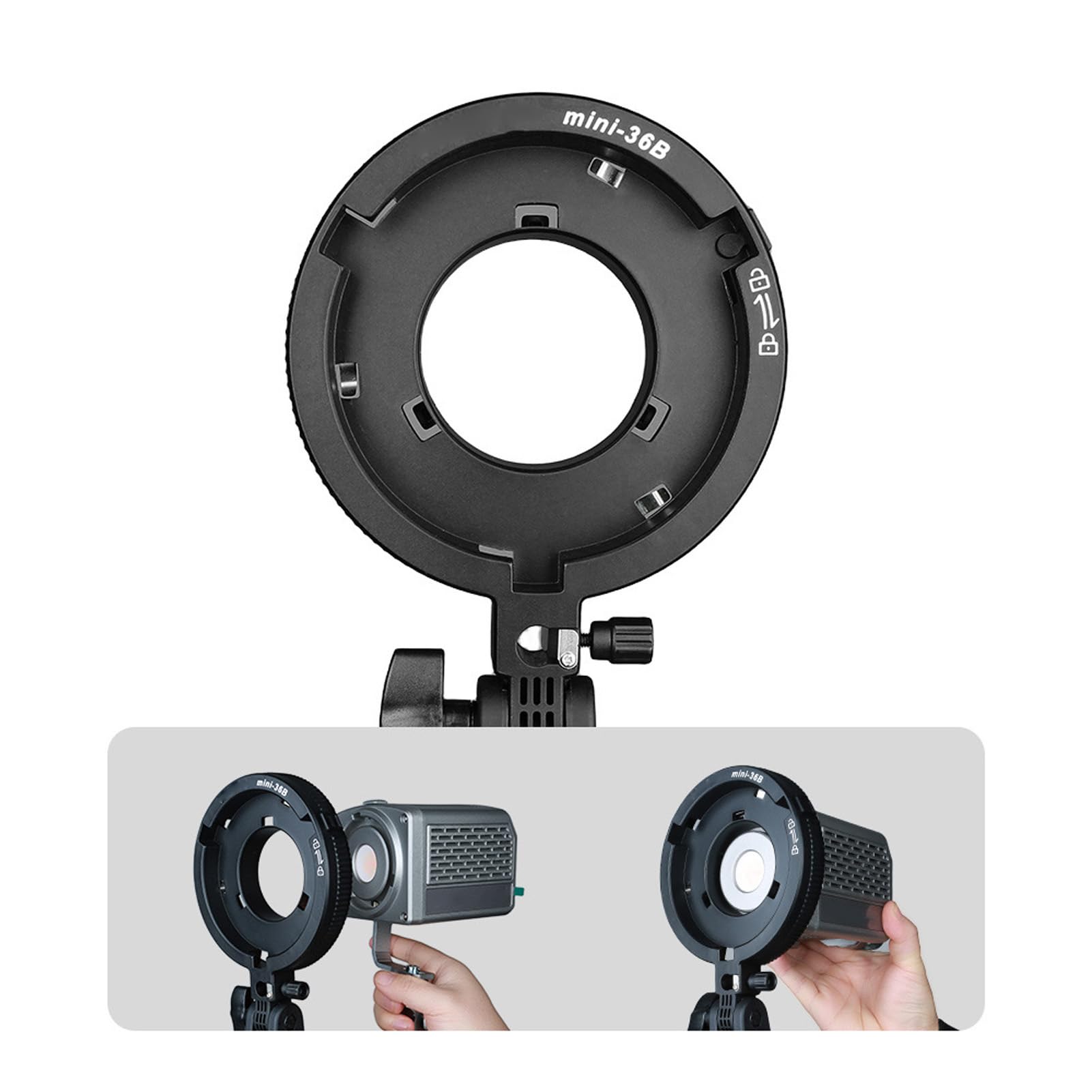 Per Adattatore Per Montaggio Bowens, Adattatore di Montaggio Bowens Mini a Standard con Presa Ombrello, Inclinazione 180, Per Luce a LED, Softbox, Ombrelli
