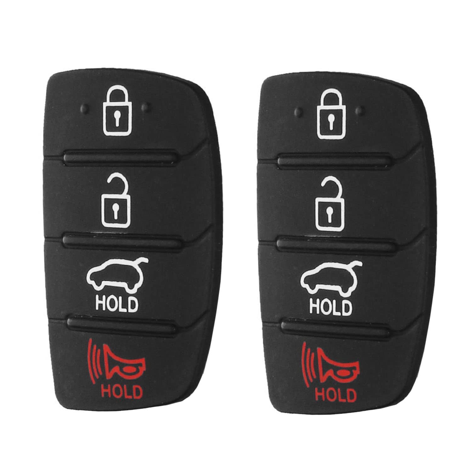 2 Pcs 4-Button Car Key Rubber Pads For Hyundai Tucson Santa fe ix45 Sonata i40, Black Key Pad For Hyundai Car Key Button Replacement, Remote Control Pad Hyundai