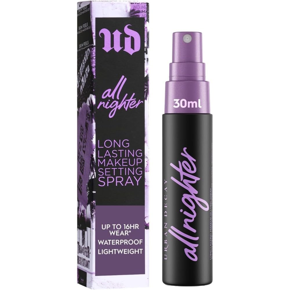 All Nighter Waterproof Makeup Setting Spray - Natural Finish, Smudge-Proof, Transfer-Resistant, Up to 16HR Wear, Cools Skin Temperature, Fine Mist, Controls Shine, Vegan & Oil-free Formula
