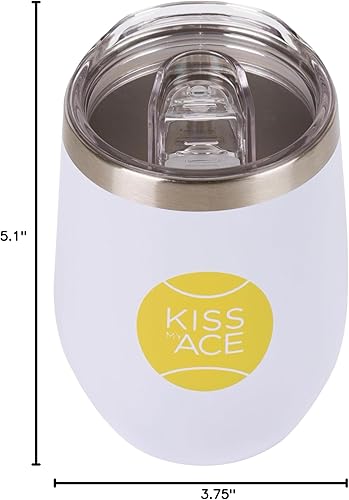 Miniatura 7 de Regalo para amantes del tenis, divertido vaso de vino de 12 onzas con aislamiento de acero inoxidable para jugadores de tenis