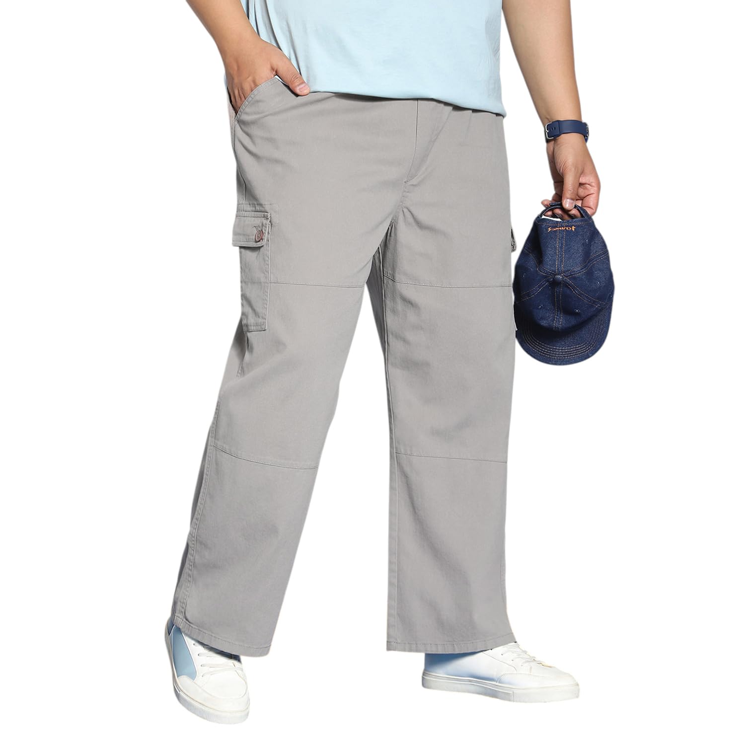 urbano plus Men's Loose Baggy Fit Cargo Jogger Chino Pant with 6 Pockets Stretchable-picture-28