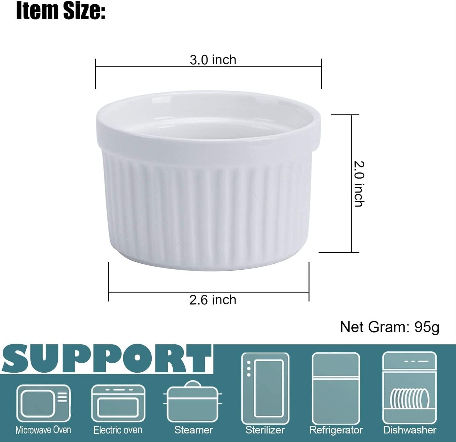 Cukiernica/garnek, pojemnik na przyprawy do soli, słoik na przyprawy, 6 uncji porcelany do pieczenia, suflety, miski do creme brulee, bezpieczne w piekarniku kubki ceramiczne na ciasta lawowe, pudding