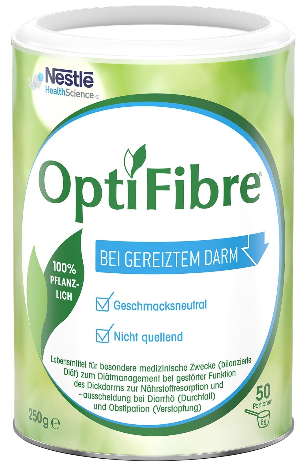 OptiFibre® Ballaststoffe Pulver 250g | Löslicher Ballaststoff bei gereiztem Darm | Unterstützt die Darmflora und Nährstoffaufnahme | 100% pflanzlich, geschmacksneutral und gut löslich ohne zu quellen