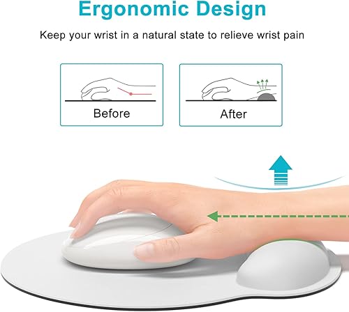 Miniatura 3 de Alfombrilla de mouse ergonómica con soporte para reposamuñecas, alfombrilla de mouse de espuma viscoelástica para mouse inalámbrico, alfombrilla de