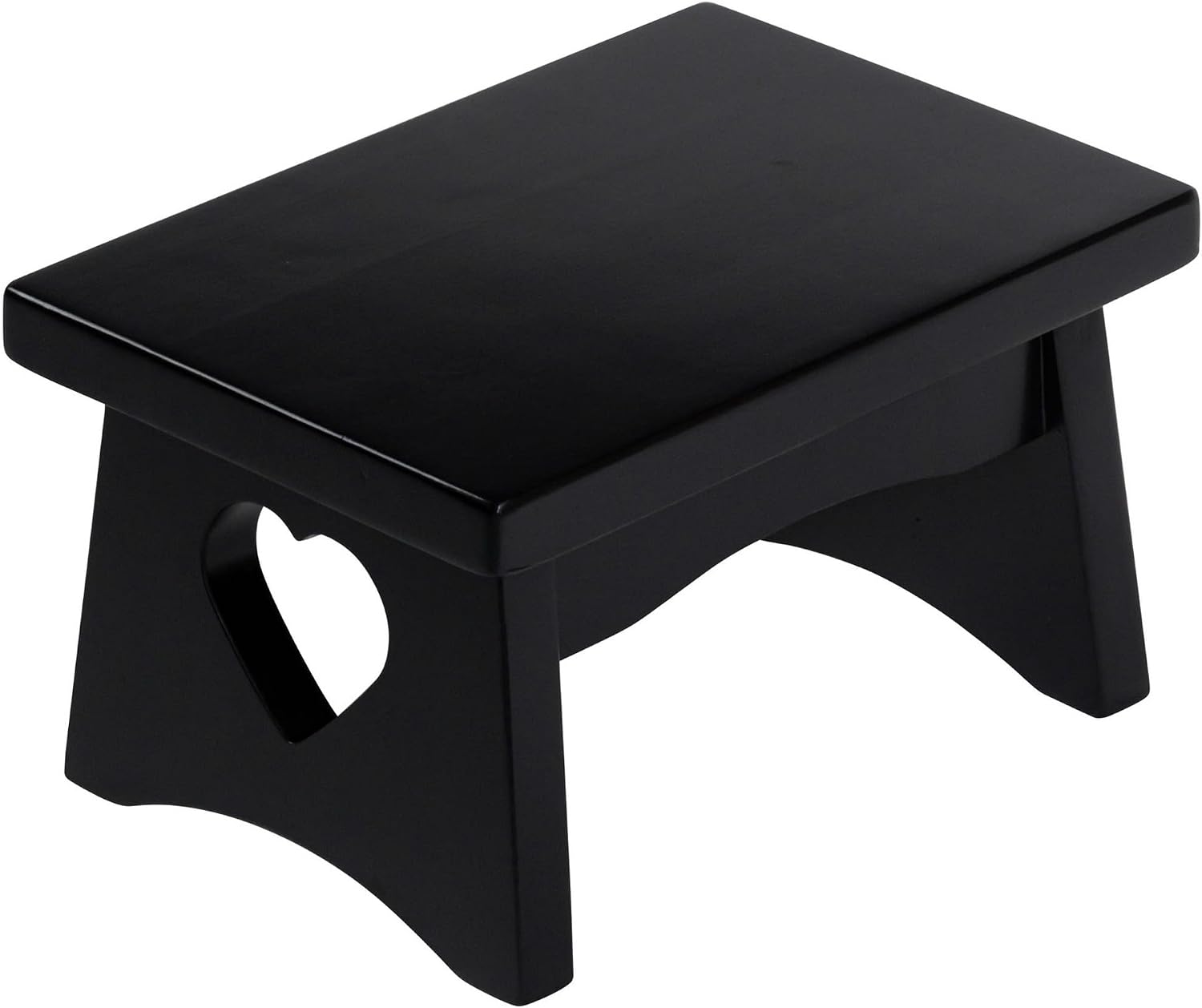 eHemco Rectangular Solid Hardwood Step Stool, 7.5 Inches, Black