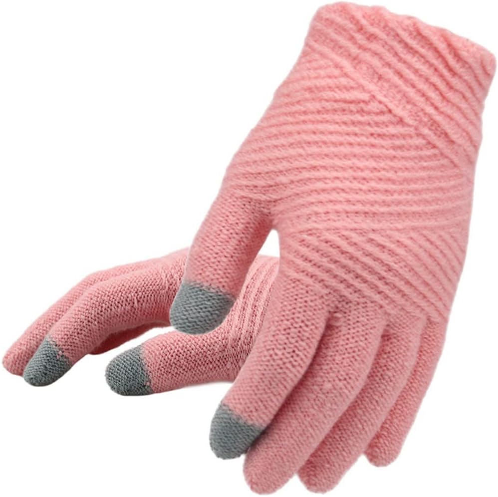 Women Knitted Gloves Female Keep Warm Touch Screen Mittens Fashion Outdoor Stripe Full Finger Knit image 5