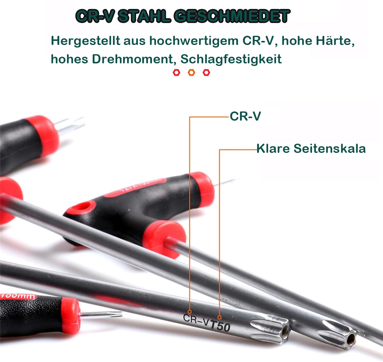 Lot de 19 clés à poignée en T - Clé hexagonale et Torx avec poignées transversales, clés Allen TRX, robustes et polyvalentes