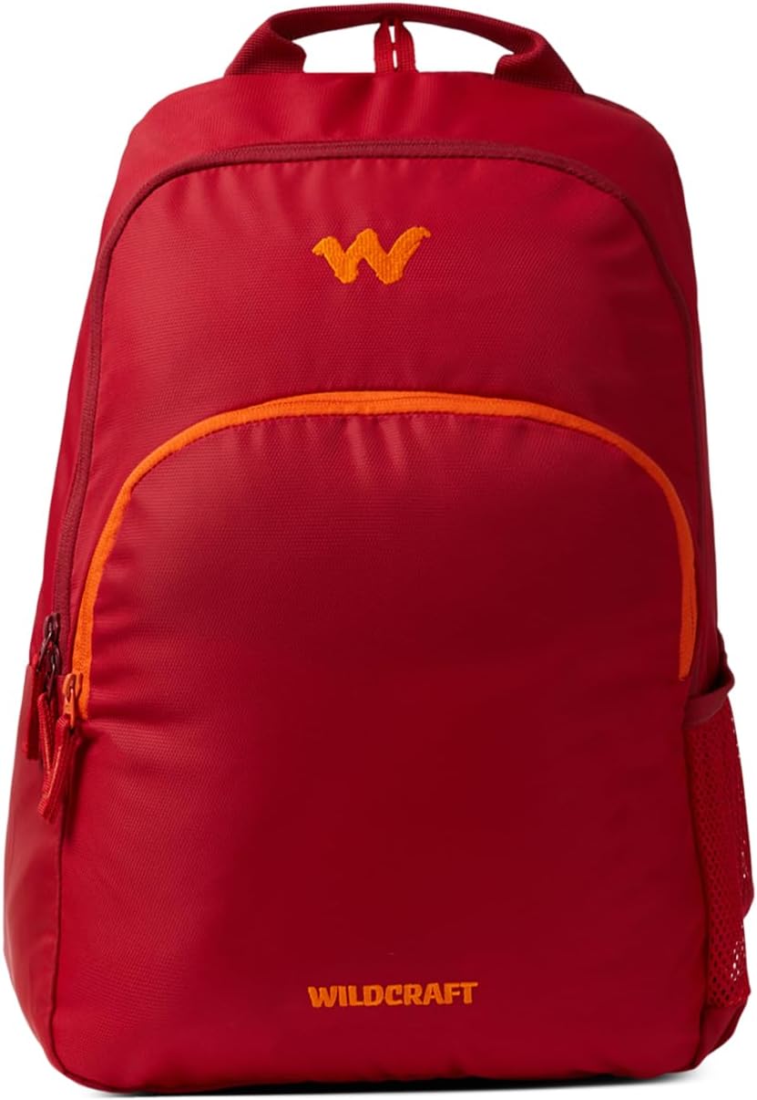 Wildcraft Ace 20L Laptop Backpack for Travel Gym Office | Unisex Backpack with Rain Cover | Lightweight & Durable Bag for Men & Women (Red)