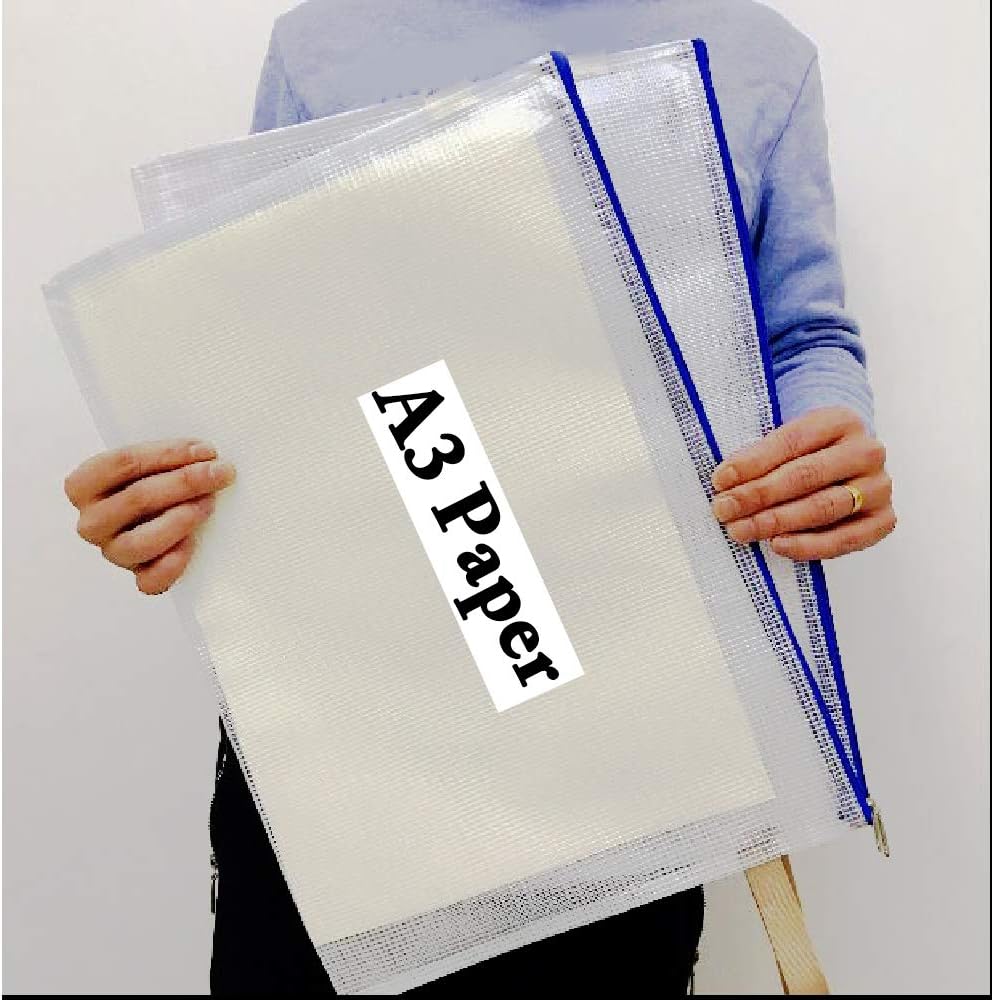 AUSTARK 10Pcs Zipper File Bags Plastic Zipper Pouch Waterproof Document Pouch Zipper Folders Receipts Organizer Board Games Organizer for Office School Home Travel (A3 Size 16.9 x 12 Inches, White) : Office Products