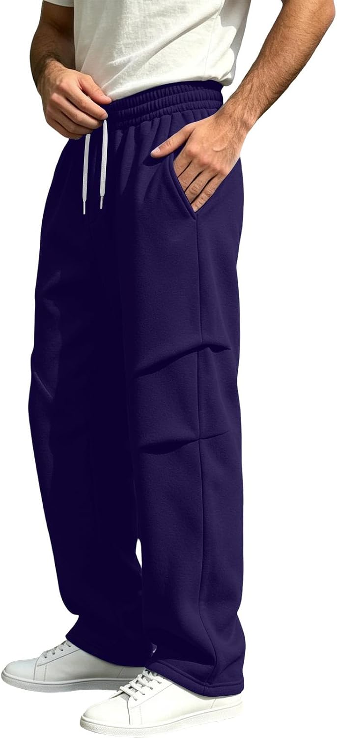 Men's Baggy Sweatpants Wide Leg Ruched Athletic