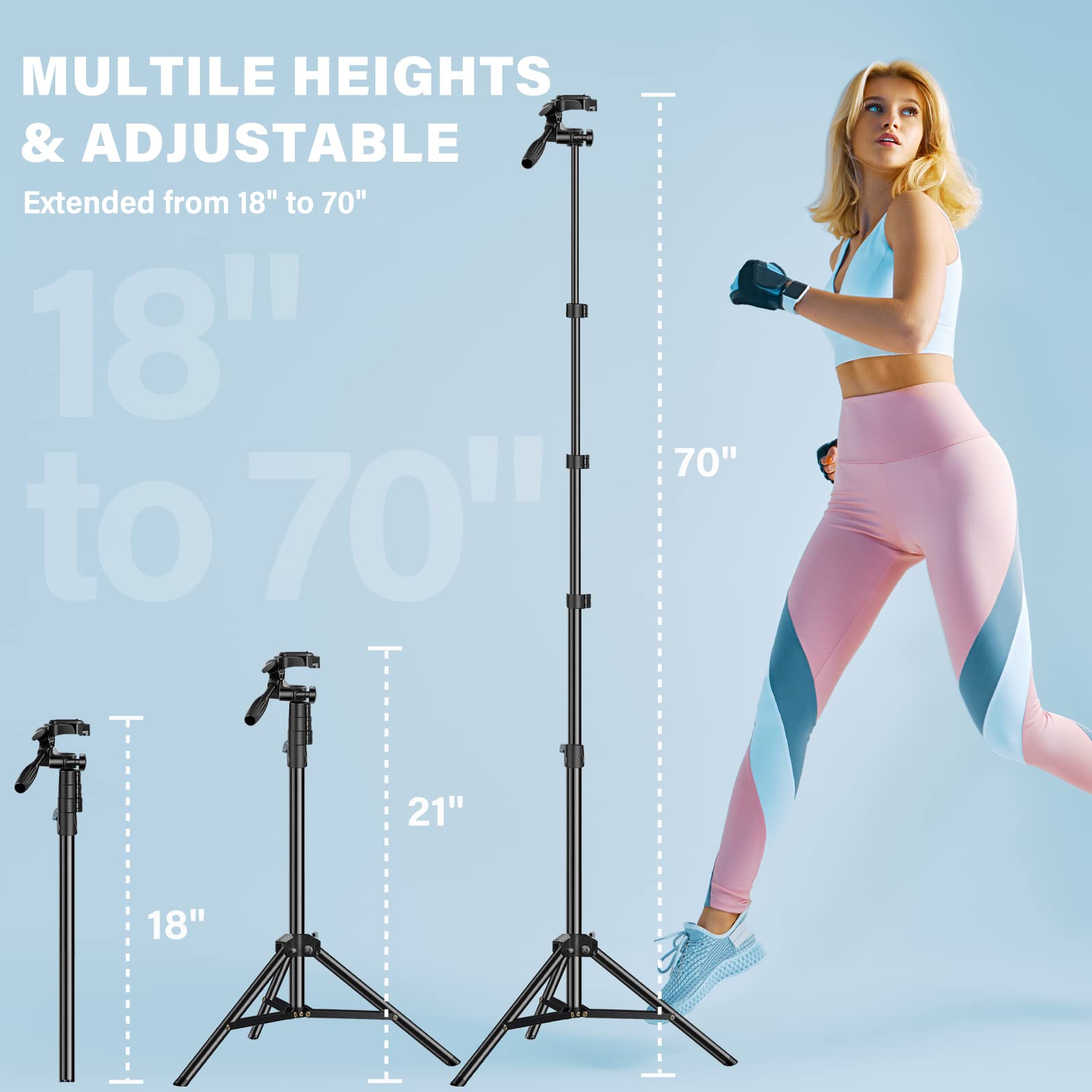 70" Phone Tripod Stand, iFongsh Selfie Stick Tripod with Remote, Extendable Tripod for iPhone, Travel Tripod with Phone Holder and 1/4 Screw, Compatible with iPhone 14/13 Pro Max/Camera/Samsung/GoPro