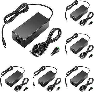 SHNITPWR 24V Power Supply 3A 72W AC/DC Adapter, 6-Pack 100240V AC to DC 24 Volt 3amp 2.7A 2.5A 2.3A Converter Transformer 5.5x2.5mm Plug for LED Strip Lights 3D Printer CCTV Camera LCD Monitor