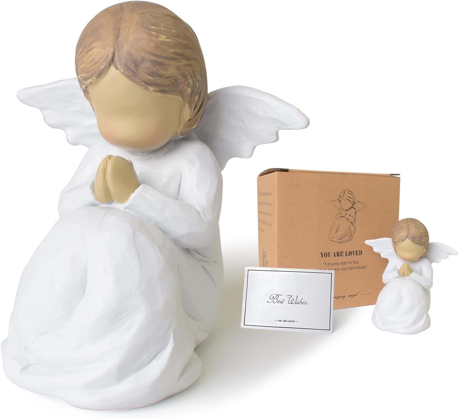 Loyzcy First Communion Gifts for Girls, Christian Baptism Confirmation Gift for Girl Daughter Granddaughter Teen, Resin Catholic Prayer Angels,