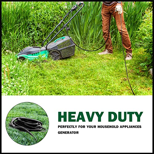 Greatide 25 Ft Lighted Outdoor Extension Cord For Christmas Decorations- 12/3 Sjtw Heavy Duty Black Extension Cable With 3 Prong Grounded Plug - 15 Amp Power Cord For Lawn, Garden, Appliances #TOP2