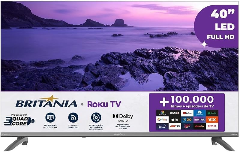 Smart TV 40" Britânia Roku TV HDR10 Dolby Audio B40CRA