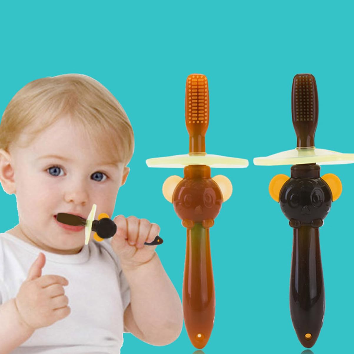 FOMIYES 3 Set Di Spazzolini Da Per Bambini Con Setole Morbide Per L'igiene Orale Dei Più Piccoli Giocattolo in Per Ragazzi E Ragazze Marrone Scuro 2 Pezzi*3