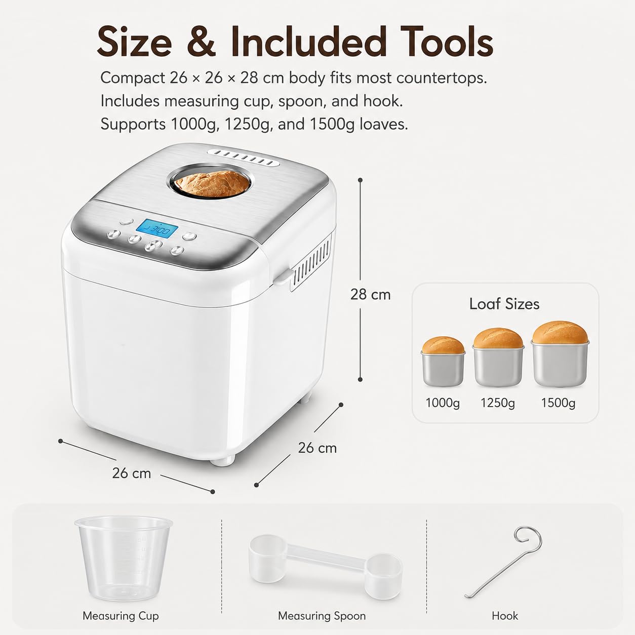 Macchina per il pane digitale programmabile, pagnotte da 1000/1250/1500 g