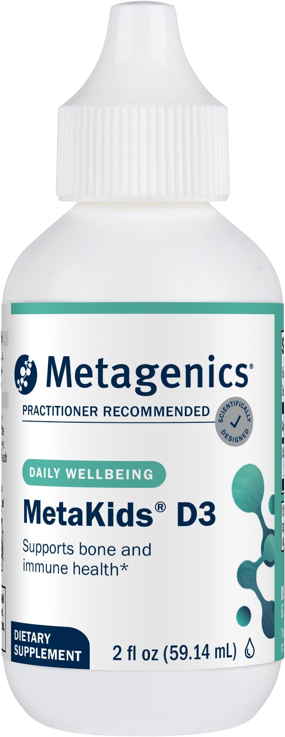MetaKids D3 1000 IU Liquid Vitamin D Supplement to Help Support Bone and Immune Health - 2 fl oz, 2,275 Servings