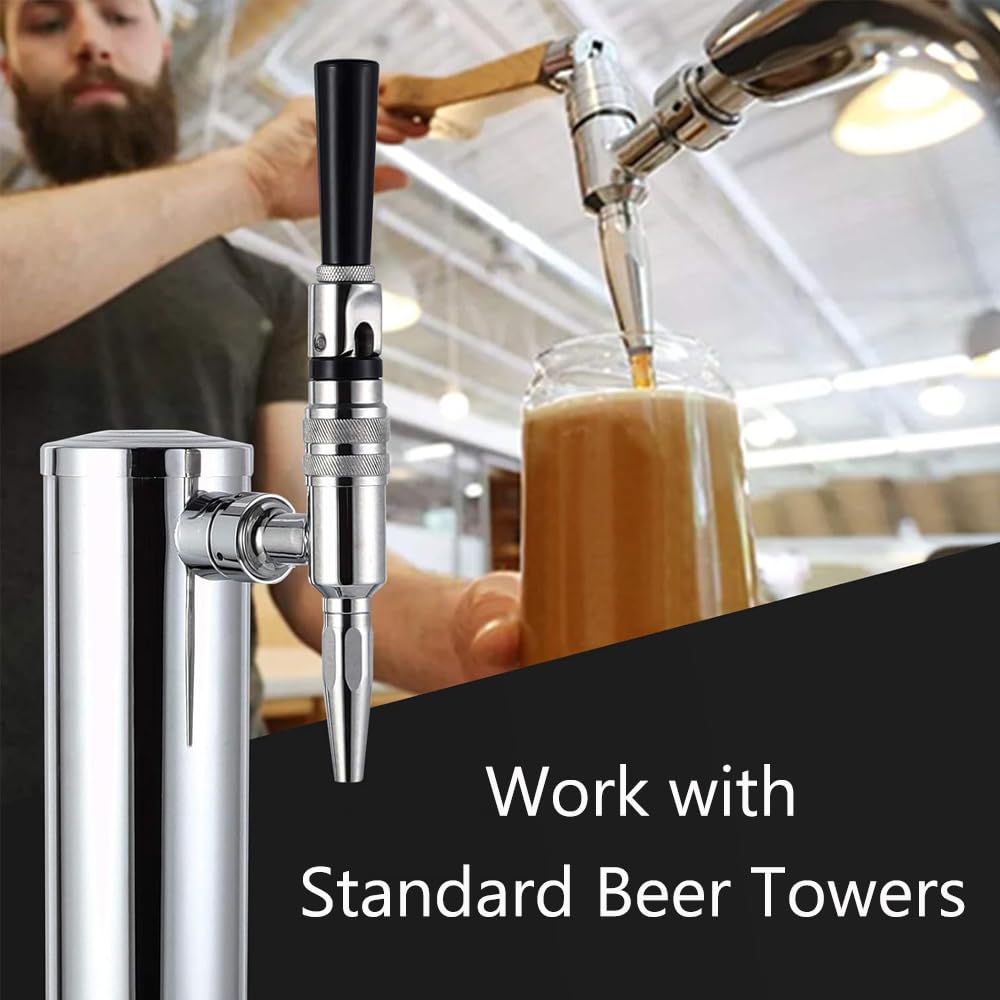 Rubinetto Stout in acciaio inox, per birra e caffè, azoto, torre per birra, birra fatta in casa, birra fredda Nitro Kegerator (argento, G5/8")