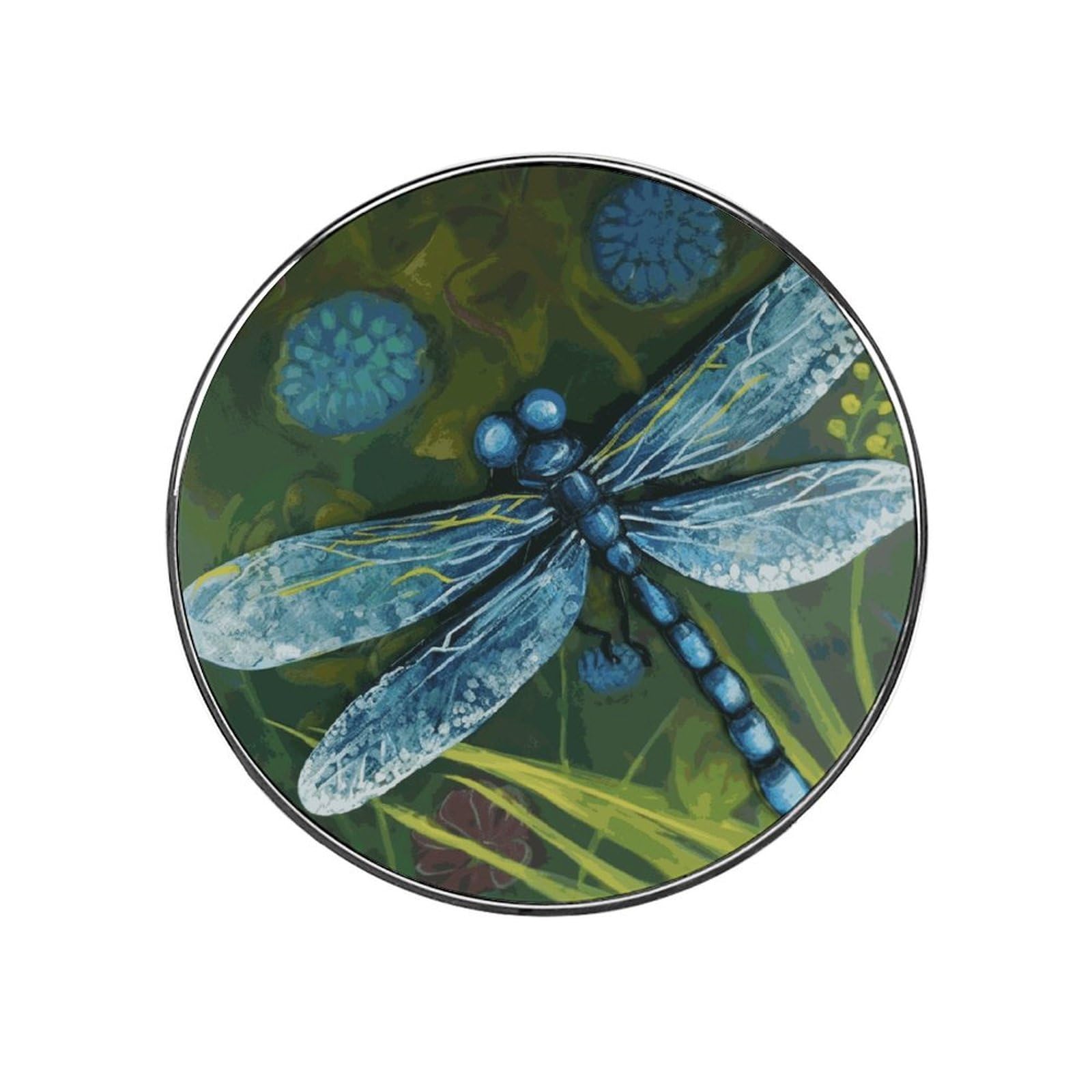 Hand Painted Blue Dragonfly Fridge Magnet Magnetic Refrigerator Magnets Mini Round Kitchen Fridges Magnets for Kitchen Office Whiteboard Cabinet and Dishwasher