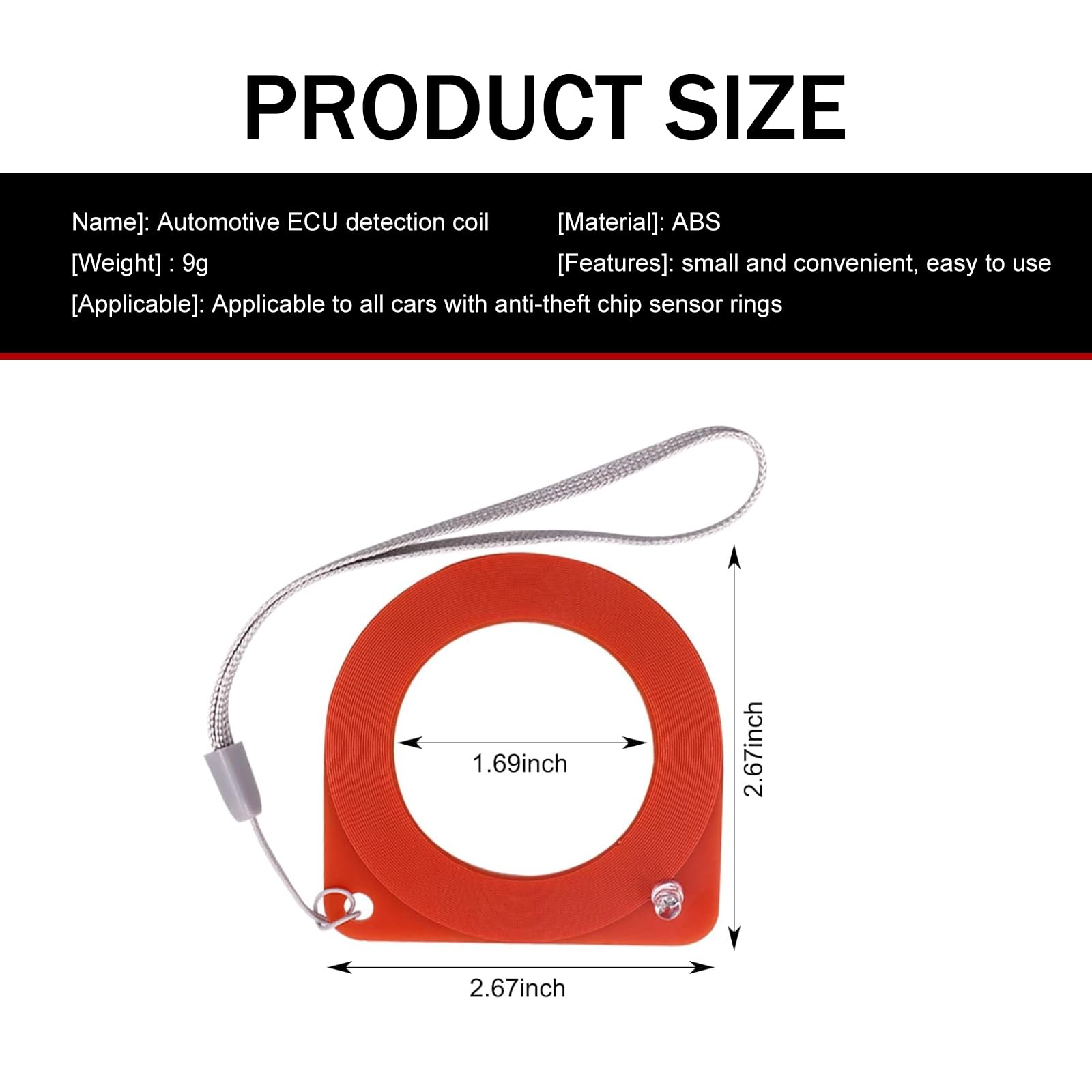 Diamall 2 PCS Car Key ECU Test Coil, ABS Automatic Ignition Coil Tester for Checking The Lock Ring, Auto Key Lock Chip Antenna Tester, Anti-Theft Auto Diagnostic Tool, Universal for Most Cars (Red)