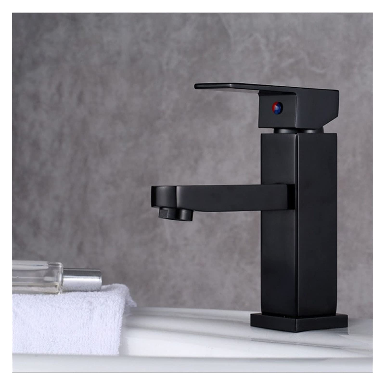 Robinet de lavabo de salle de bains en aluminium de luxe noir et mitigeur design contemporain