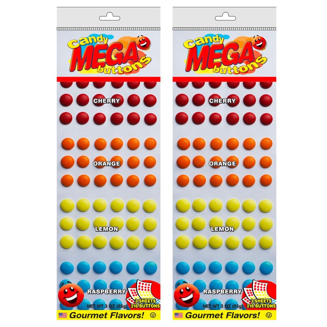 Mega Candy Buttons - Original & SOUR Flavors - Gift Pack of 2 (432 Buttons Total) by Lyza's Sweets & Treats (Original)