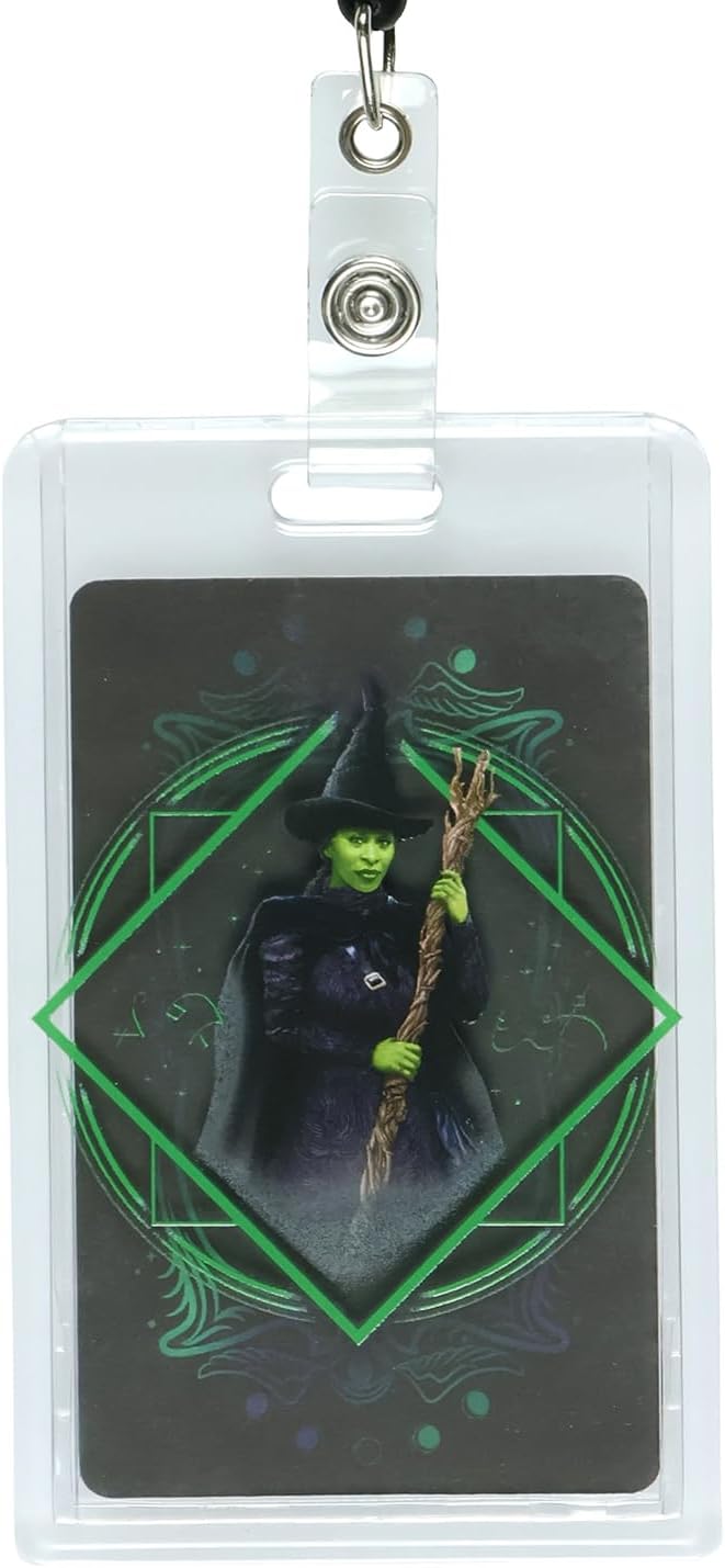 Wicked Retractable Reel Lanyard Hard Plastic ID Badge Holder Elphaba Witch Hat Keychain - Image 2