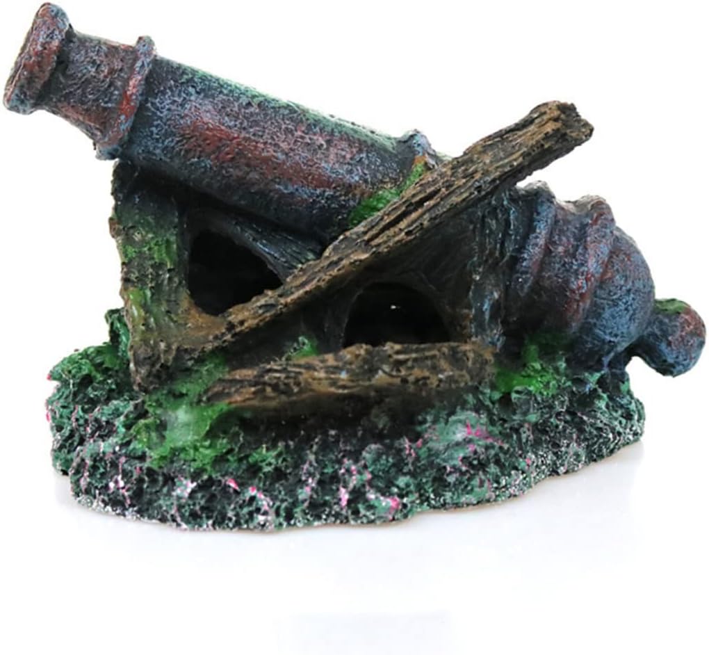 Housoutil 3 Pcs Safe Aquarium Decorations Resin Fish Tank Wreckage Ornament for Fish Aquarium Scenery