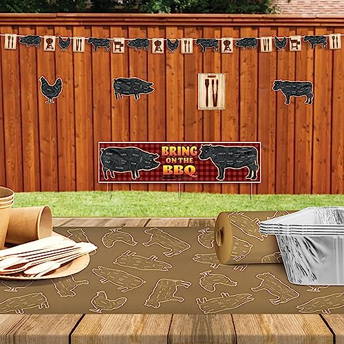 Bannière de barbecue Beistle 3,6 m décorative marron pour fête - 5
