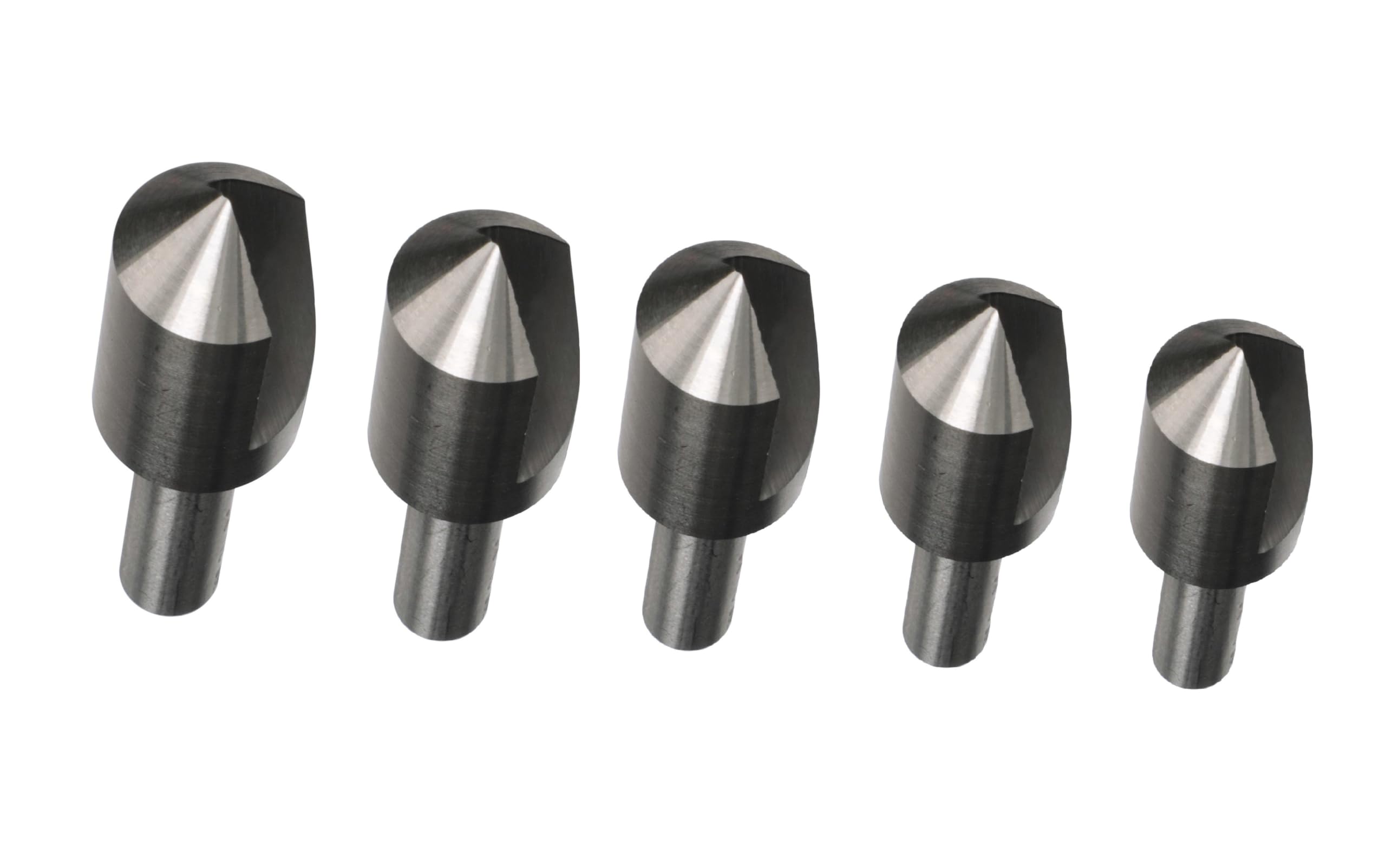 Drill America 5 Piece Single Flute Countersink Set, Sizes: 1/4, 3/8, 1/2, 5/8 and 3/4, 82 Degrees