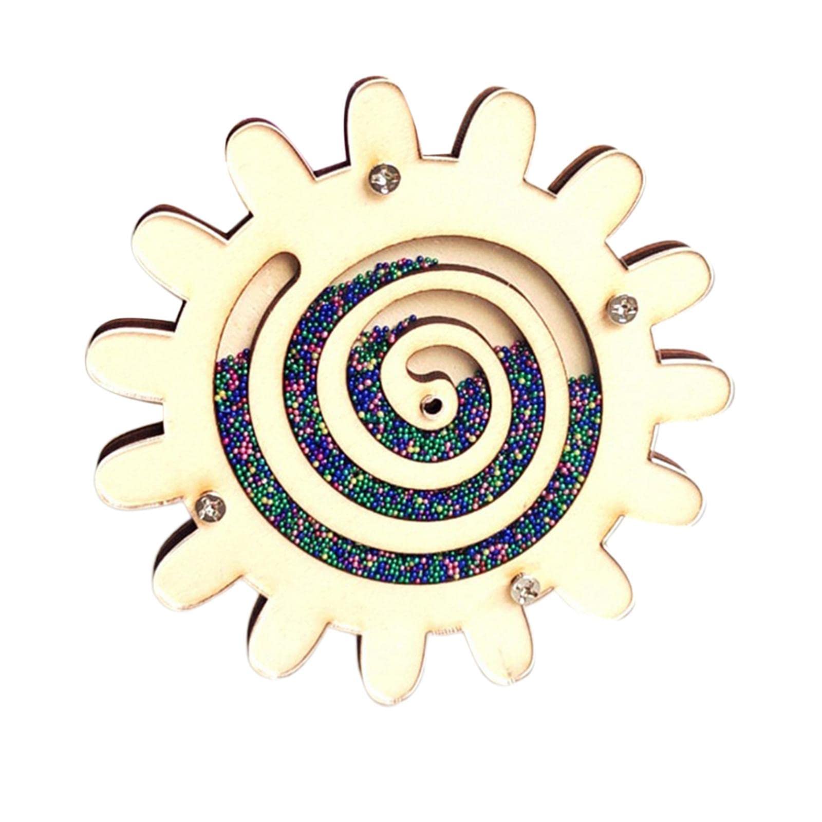 Montessori Busy Board Parts, Hourglass Gearwheel Sensory Board Wooden Sand Clock Hourglass Wooden Rotating Circle with Beads Rotating Swirls Busy Board Details Busy Board Accessories (Multicolor)