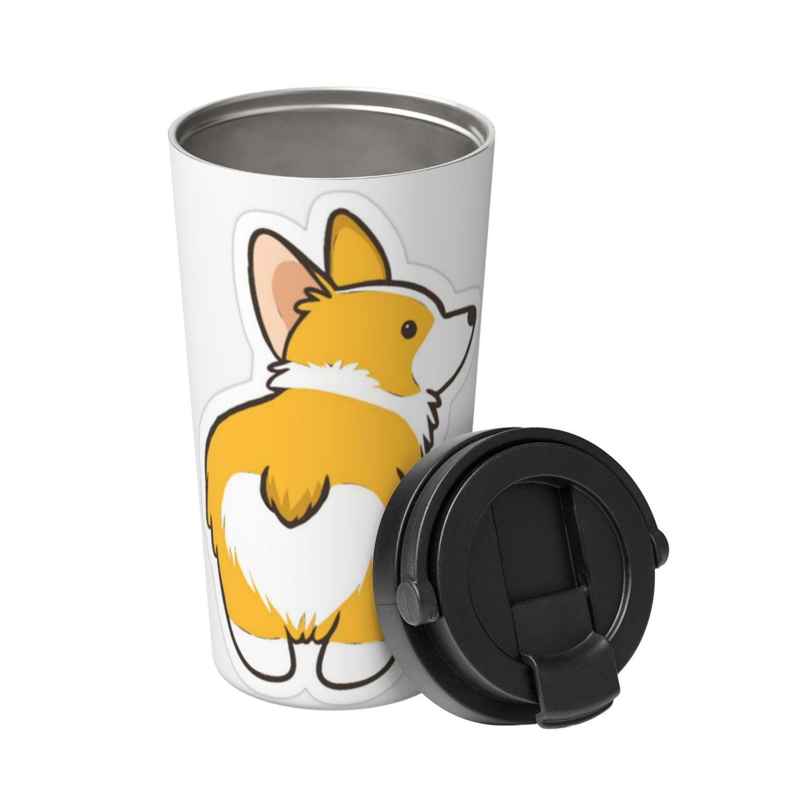 Cute Corgi Butt Printed Carry Izolowany kubek do kawy Kubek samochodowy Przenośny kubek ze słomką samochodową