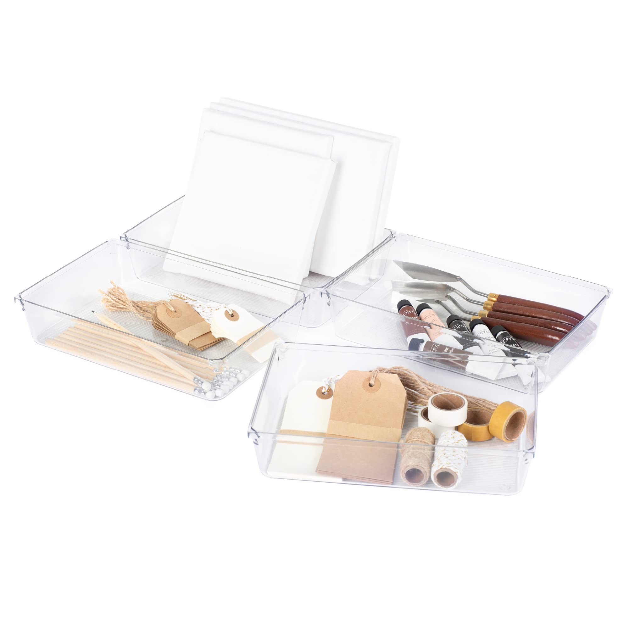 LIVIVO Plastic Drawer Organizers - XL - Clear