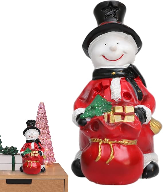 Christmas Table Figurines | Holiday Resin Statue Decor - Snowman Santa Claus Indoor Figurines - for Indoor Desktop Bookshelf Mantel Entryway Dining Table Bedside Holiday