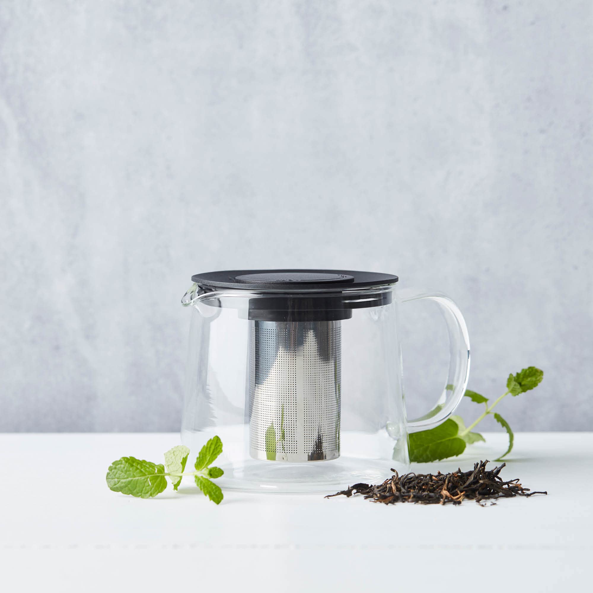 Point-Virgule Teiera in vetro con filtro in acciaio inox per aroma puro nero, 1 l