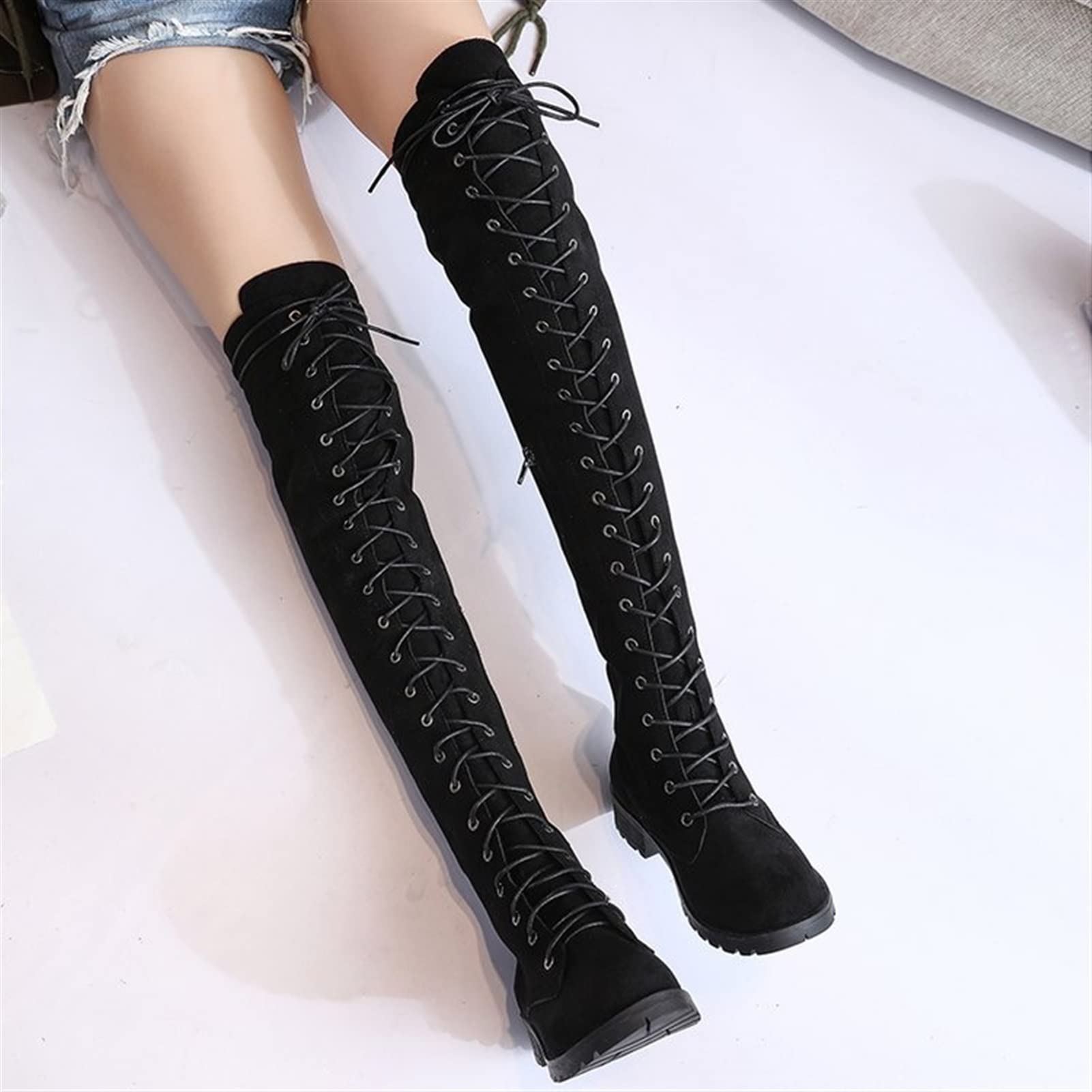 Amazon.com: YDYCG Sexy Ladies Lace Up Over The Knee Boots Plus