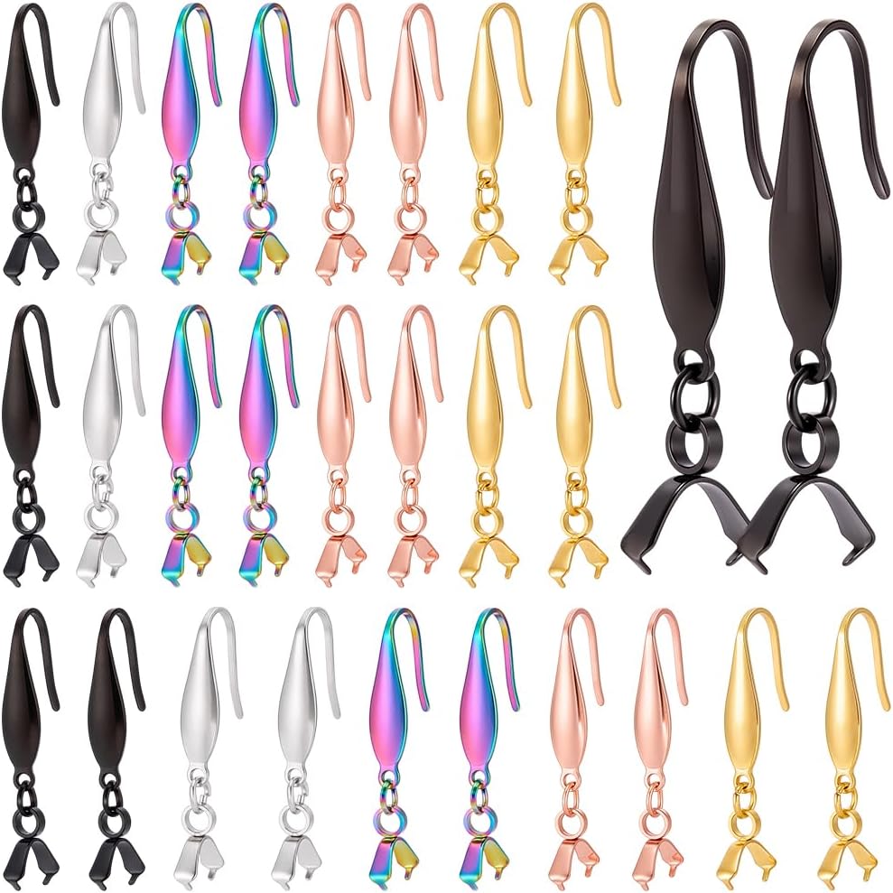SUNNYCLUE 30pcs Earring Hooks with Pinch Bail Fish Hook Earring Findings