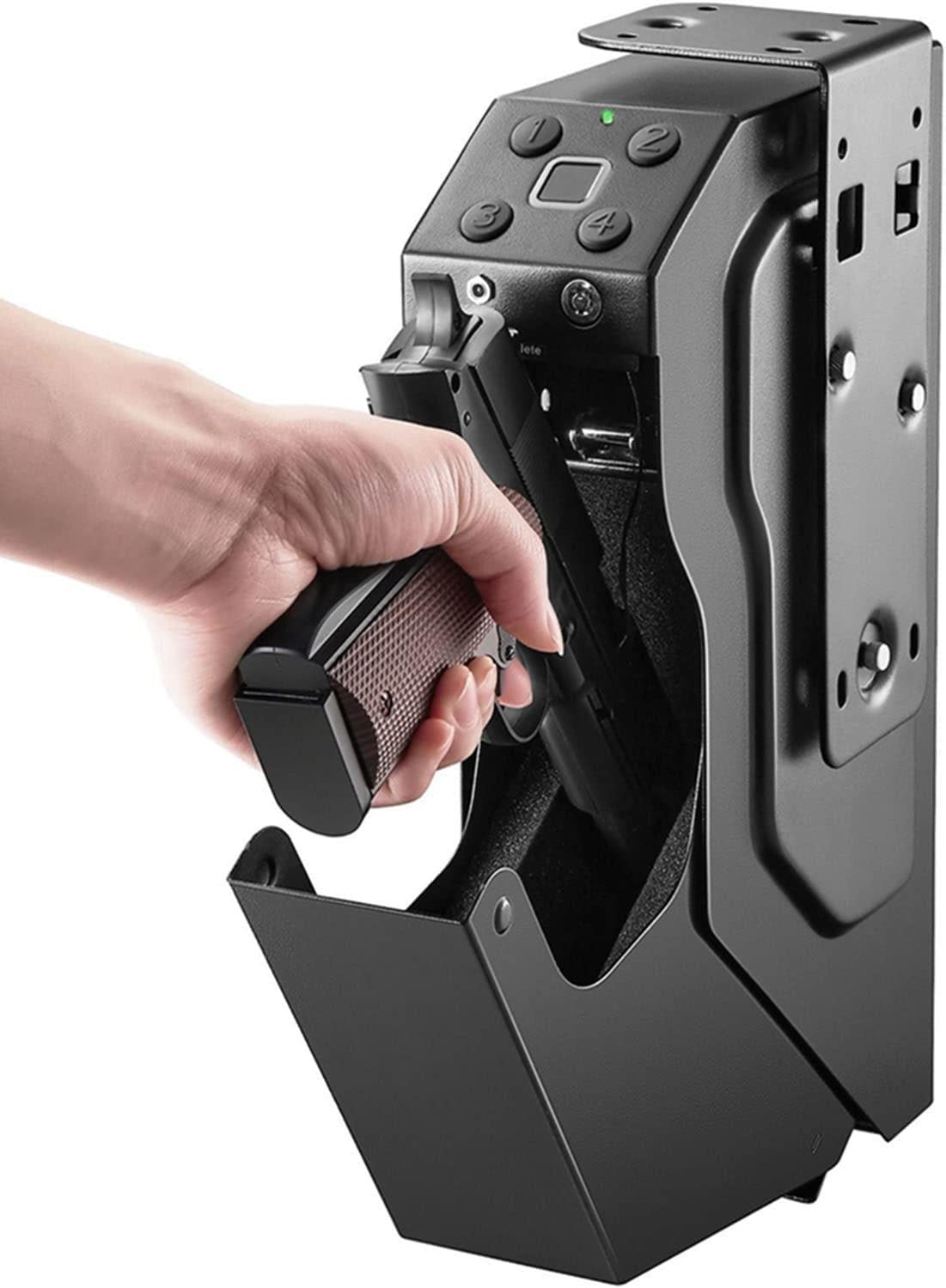 Caja Fuerte para Pistola con Huella Dactilar, Cerradura Inteligente, Estructura de Acero Antirrobo