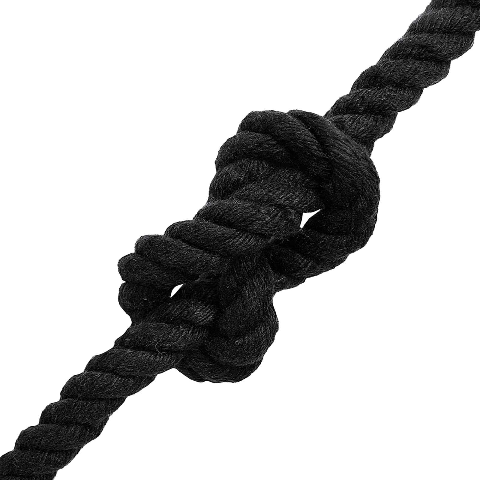 Cuerda de algodón negra de 1,4 x 1,4 x 25000 cm, 25,8 kg, cuerda de 3 capas, cuerda para fijación, manualidades, macramé, exterior y jardín