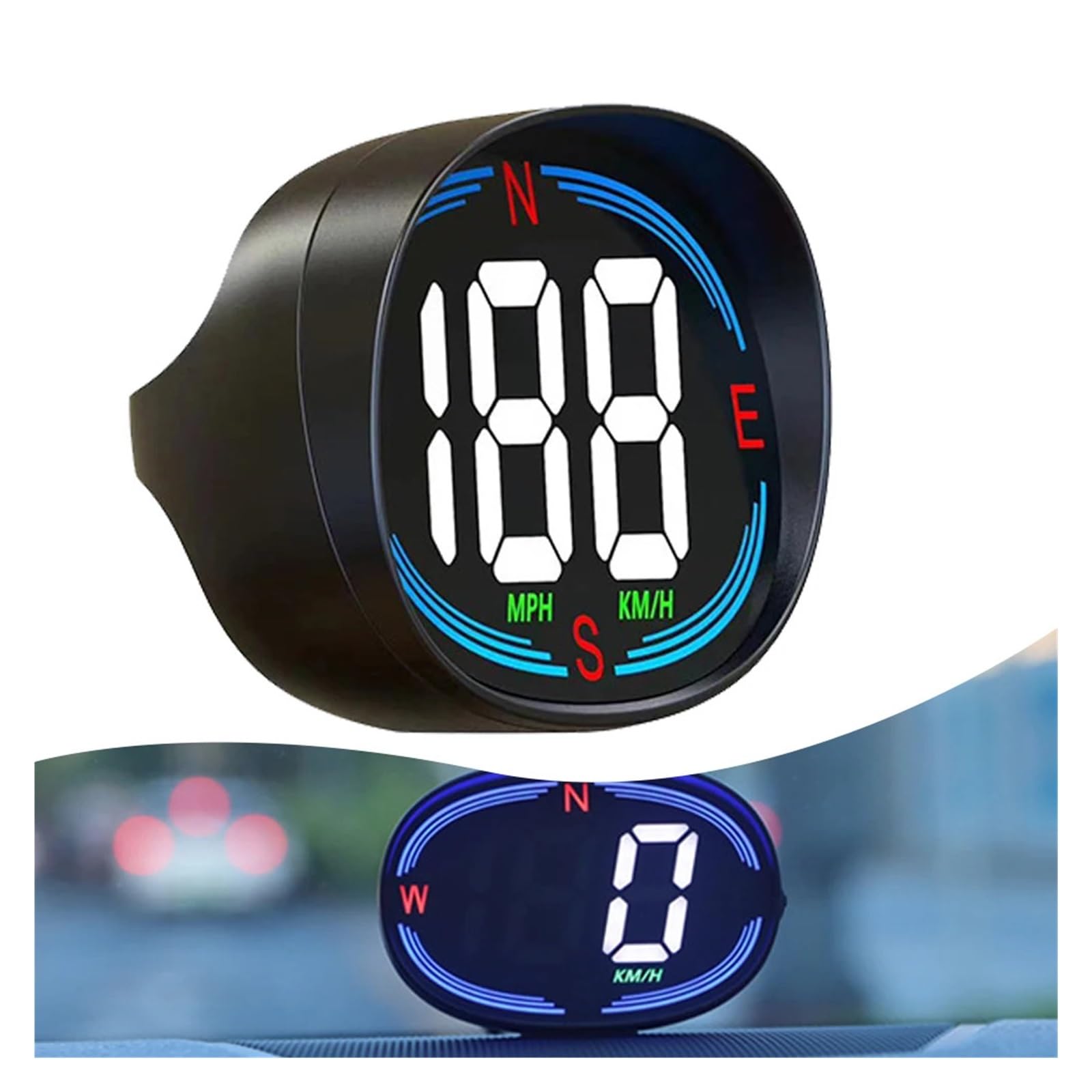 H2 Coche HUD GPS Head-Up Display Velocímetro Digital KMH MPH USB Plug And Play Brújula De Alarma De Exceso De Velocidad para todos los vehículos