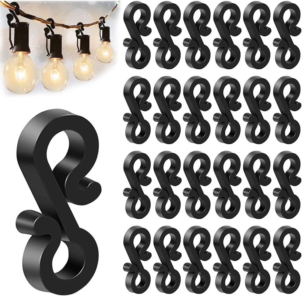 120Pcs Outdoor Light Clips, Light Clips Gutter, Hooks Outdoor Light, Hooks S Clips Hooks for