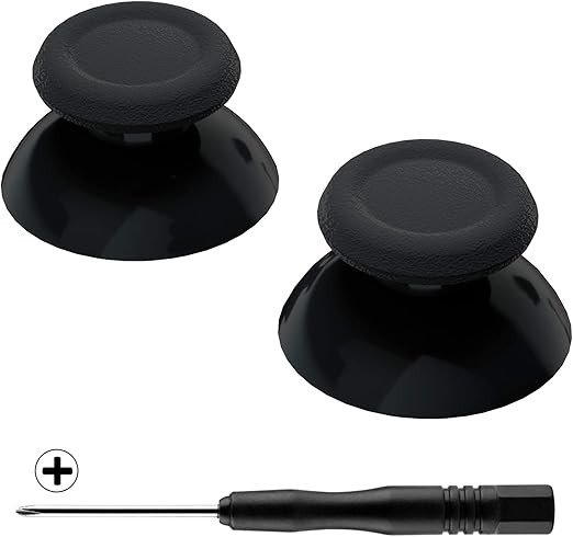 eXtremeRate Black Replacement 3D Joystick Thumb Sticks for PS5 Controller, Analog Thumbstick with Screwdriver for PS4 Slim Pro Controller