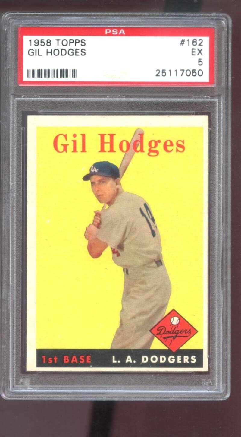 1958 Topps #162 Gil Hodges PSA 5 Graded Baseball Card MLB Los Angeles Dodgers
