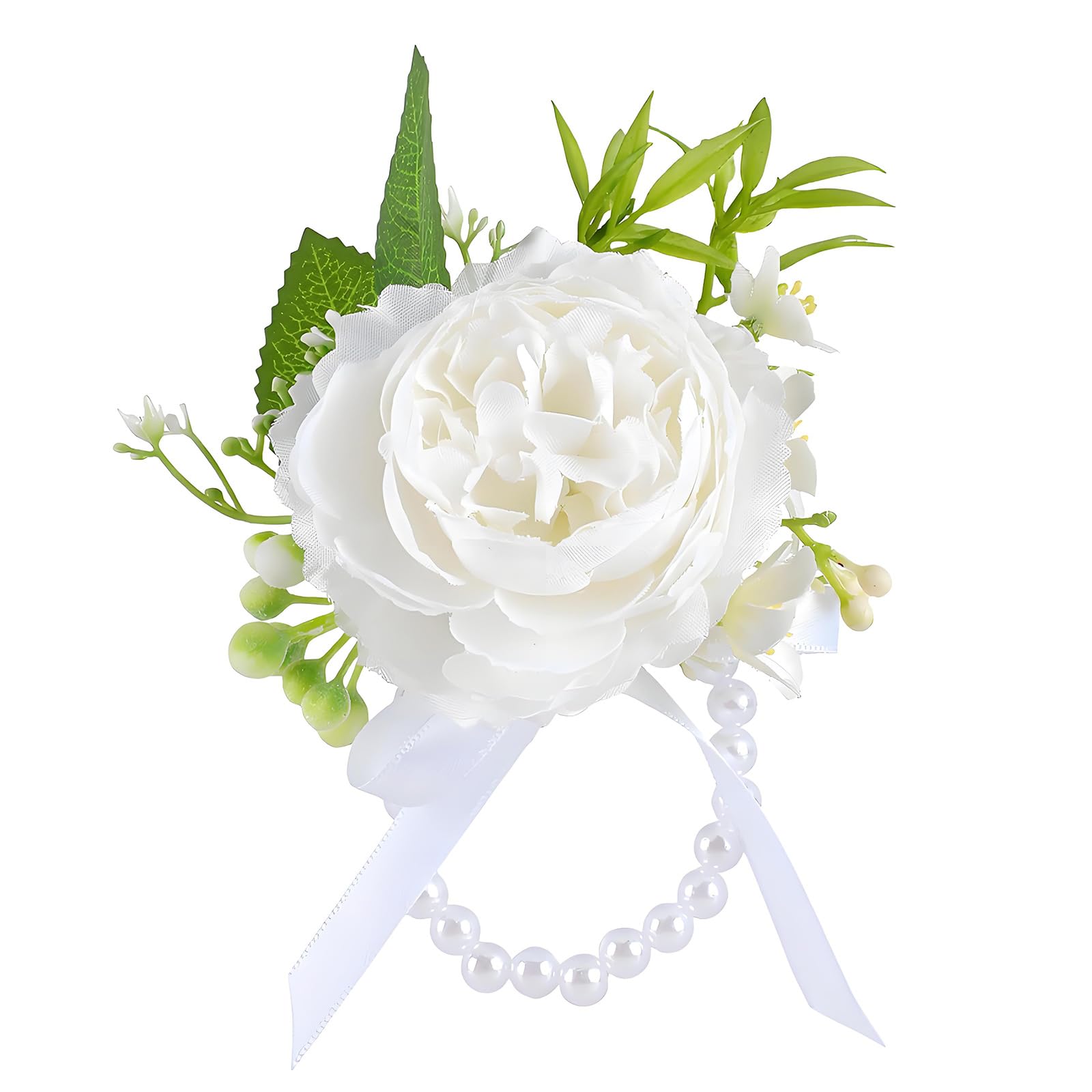 NEWFT Wedding Boutonniere Artificial Rose Wrist Corsage for Bridesmaids Groomsmen Wedding Ceremony Graduation Prom Event