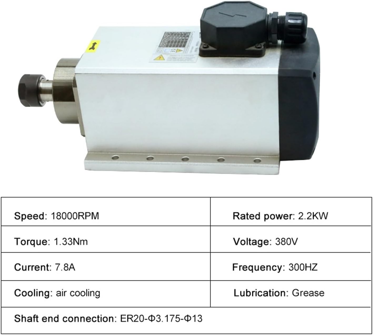 2.2kW air-cooled spindle motor 220V 380V ER20 4 bearing CNC(2.2kw 220V ER20)
