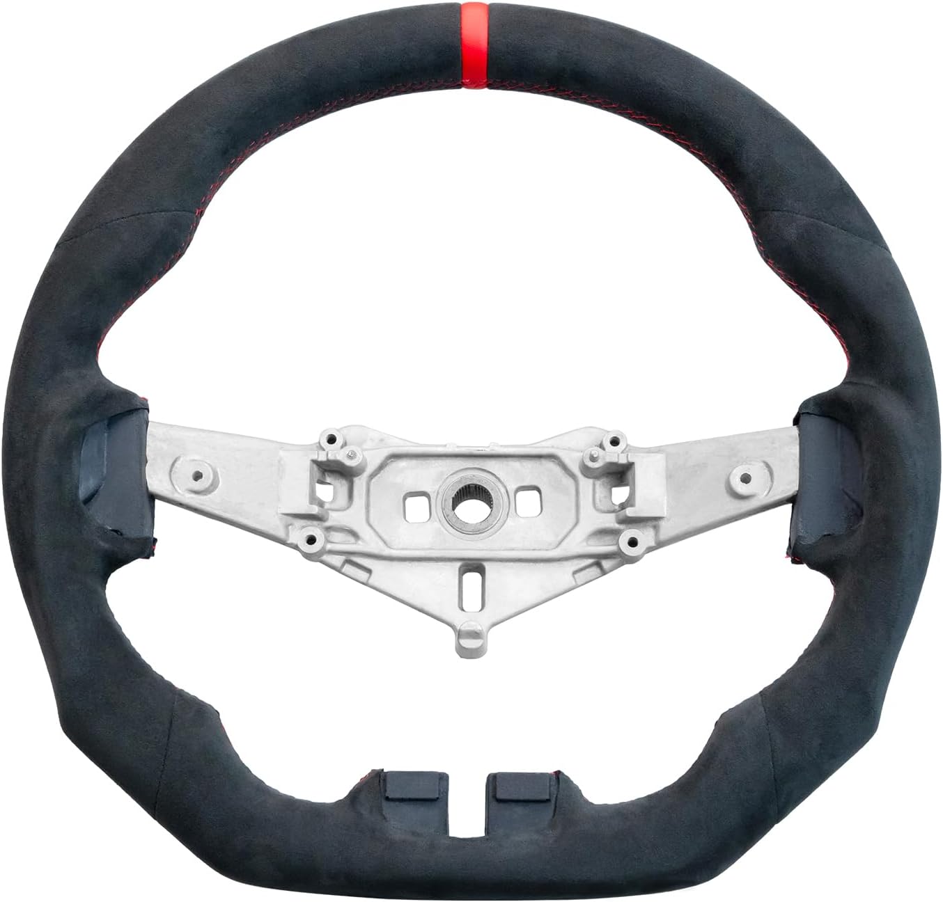 HANDCRAFTED FLAT-BOTTOM SUEDE Steering Wheel for Jeep Wrangler JK 2-Door/JKU 4-Door 2011-2017,Ergonomic Anti-Slip Grip with Finger Grooves Sporty Upgrade
