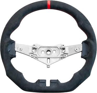 HANDCRAFTED FLAT-BOTTOM SUEDE Steering Wheel for Jeep Wrangler JK 2-Door/JKU 4-Door 2011-2017,Ergonomic Anti-Slip Grip with Finger Grooves Sporty Upgrade
