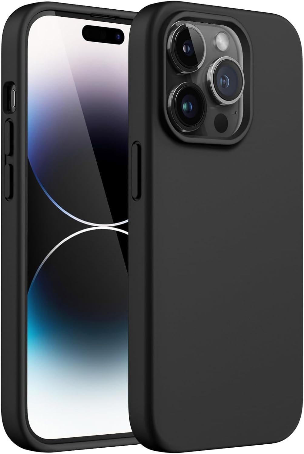 DIZORO Liquid Silicone Compatible for iPhone 14 Pro Max Case Gel Rubber with Microfiber Lining Non-Slip Full Body Protective Shockproof Back Cover (Black., 6.7 inch)-image-36