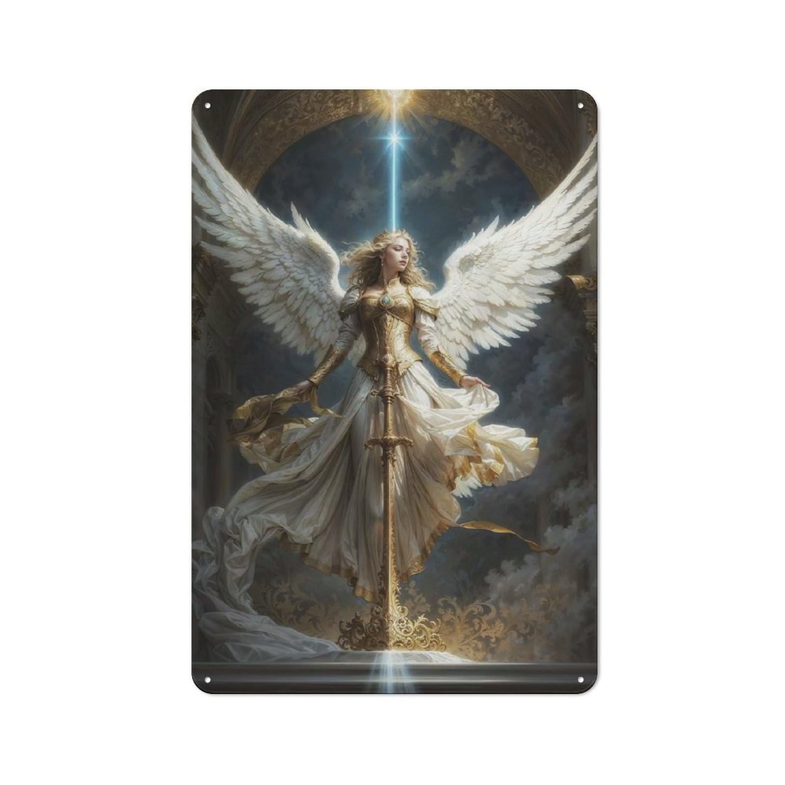 Divine Archangel Retro Metal Sign 30x20cm, Distressed Look Retro Room Decor for Living Room, Hallway, Kitchen Or Cafe